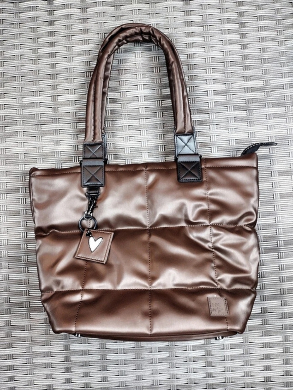 HKWMP Quilted Tote Bag in Brown Like New